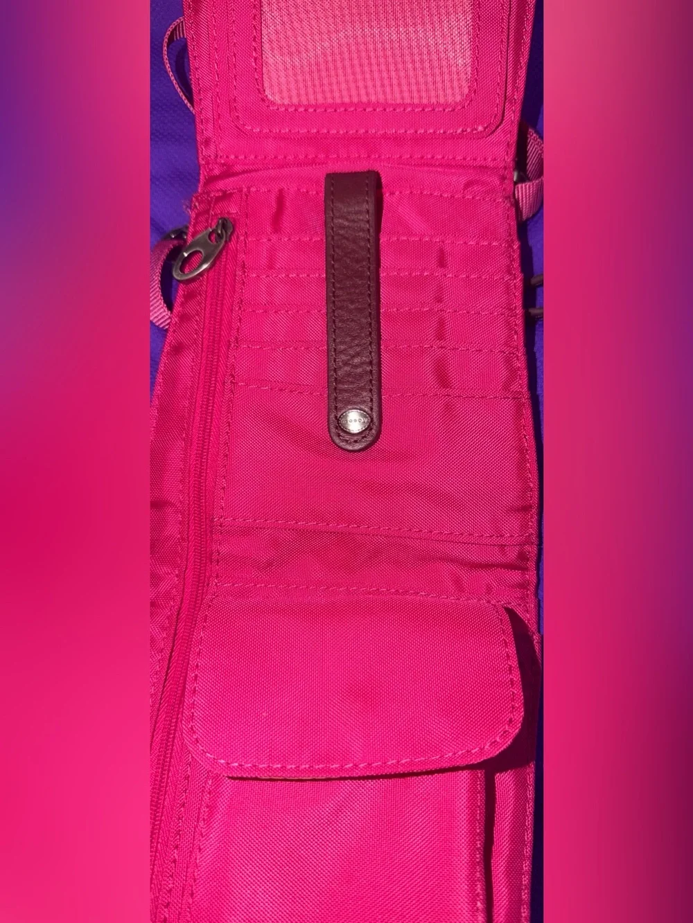 Leather-Trim Pink Crossbody Bag